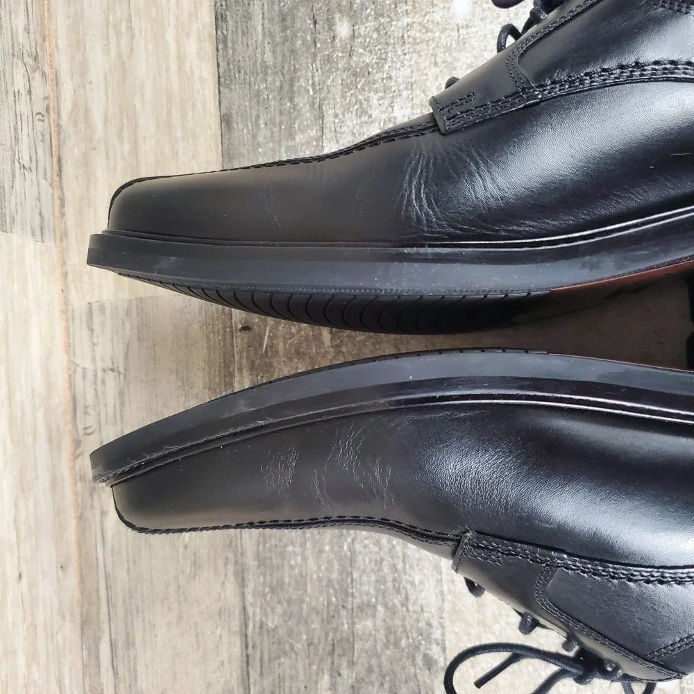 Johnston & Murphy Tabor Mens Oxfords Sz 9 M Black Leather Lace Up Almond Toe